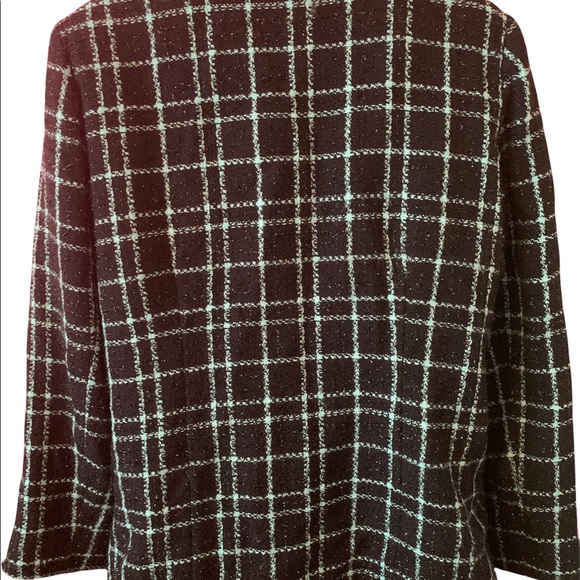 Sag Harbor Size 16 Teal blue & black plaid blazer with sparkle. Gently worn. - Picture 4 of 14